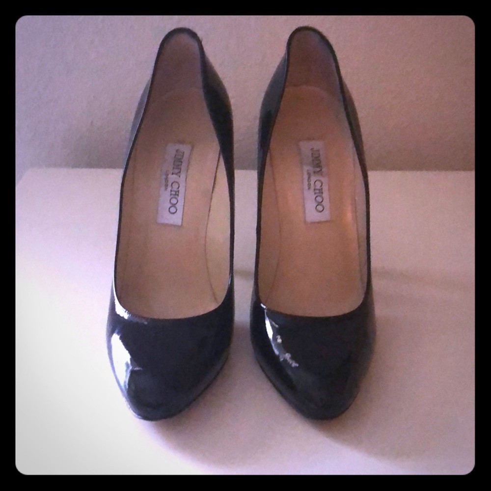 Jimmy Choo black patent leather Victoria pump